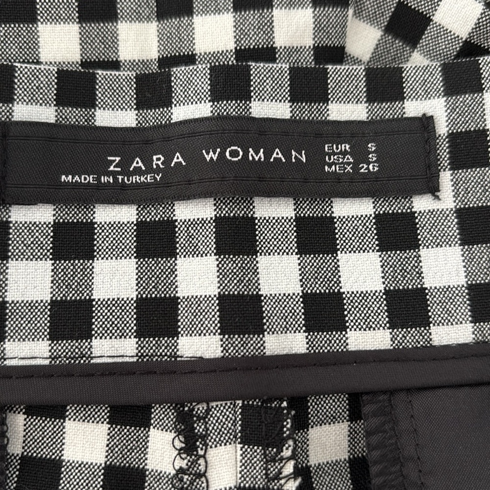 ZARA WOMEN Gingham Check High Embroidered Rise Shorts - Picture 7 of 7